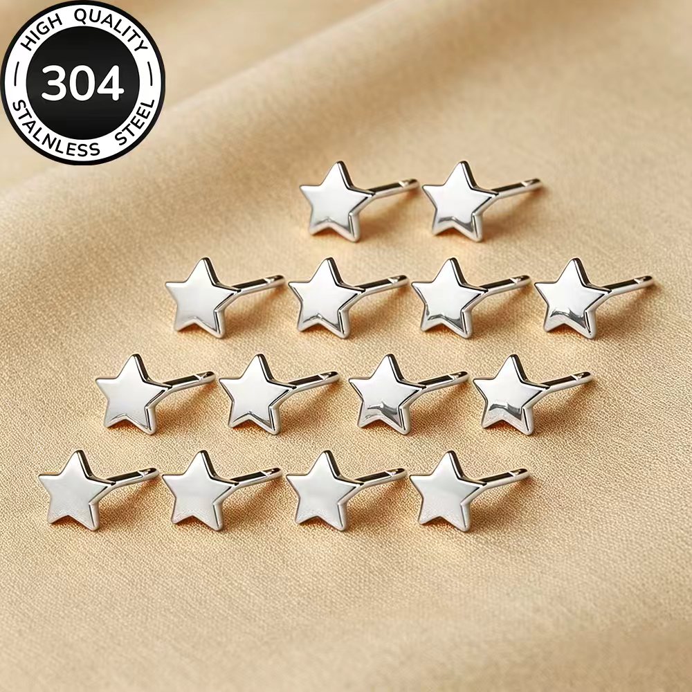 7-Pair Women's Stainless Steel Golden Earring Set